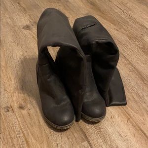 Black thigh high boots